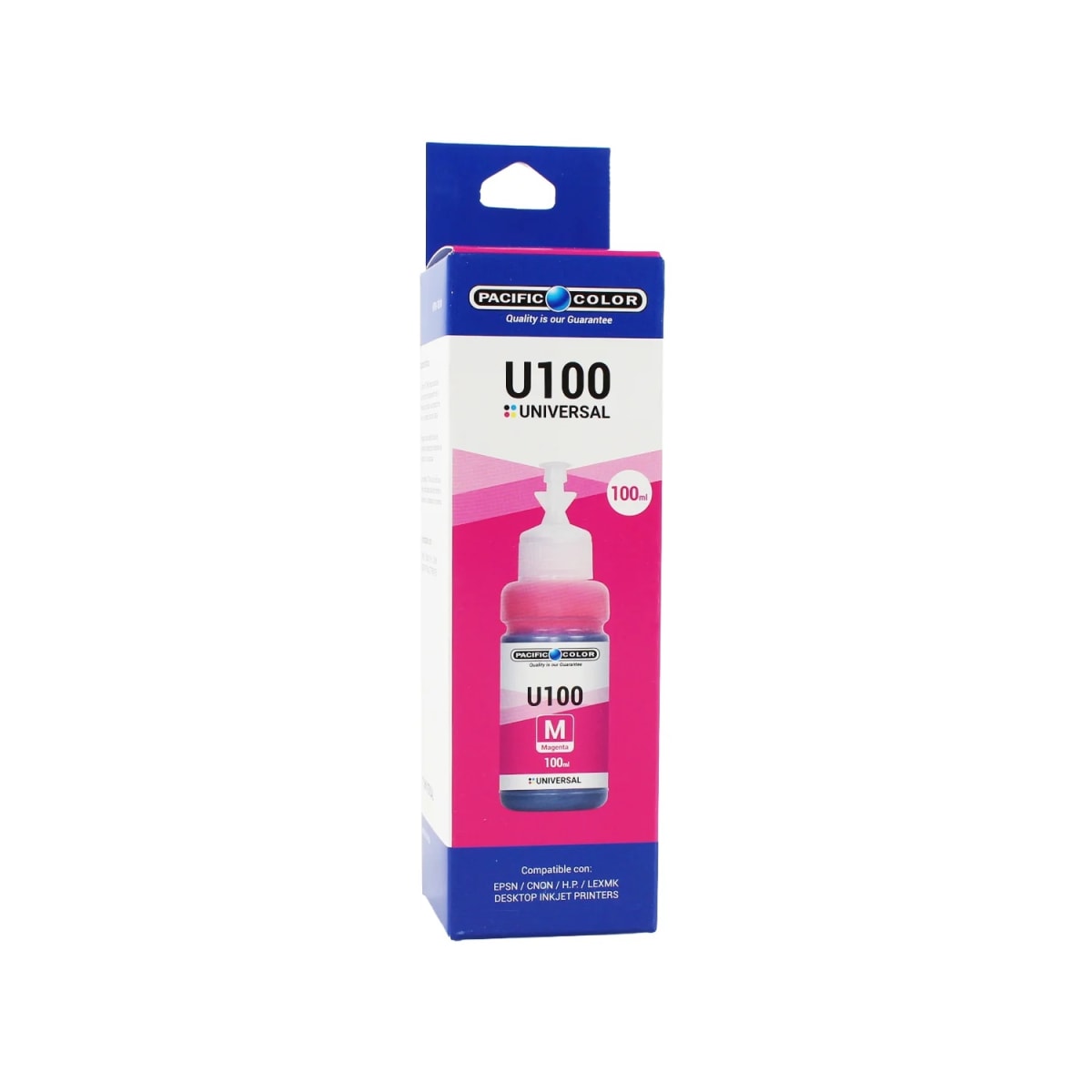 Botella de Tinta Alternativa Pacific U100M Universal Compatible Canon / Epson / HP Magenta 0