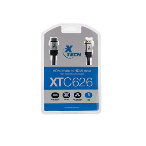 CABLE TRENZADO HDMI MACHO A HDMI  MACHO DE ALTA VELOCIDAD 4K  XTC-6263
