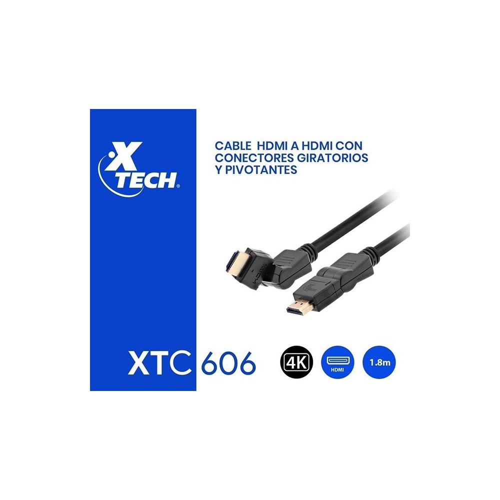 CABLE HDMI MACHO A HDMI MACHO GIRATORIO  XTECH XTC-606 3840X2160P 1.8MTS2
