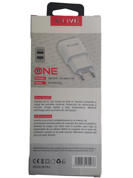 CARGADOR MICRO USB 2.1A / 1.0A X-LIVE2