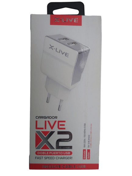 CARGADOR MICRO USB DOBLE PUERTO USB 2.1A X-LIVE2