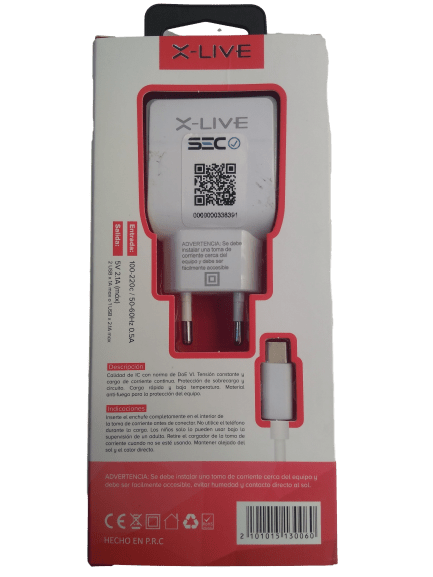 CARGADOR TIPO-C DOBLE PUERTO USB 2.1A X-LIVE 0