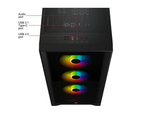 GABINETE GAMER CORSAIR ICUE 4000X RGB ATX MICRO ATX MINI-ITX VIDRIO TEMPLADO5