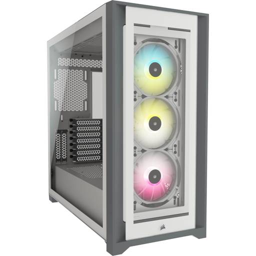 GABINETE GAMER CORSAIR ICUE 5000X RGB MID TOWER ATX EATX MINI-ITX USB 3.1 x2 USB-C x1 VIDRIO BLANCO 0