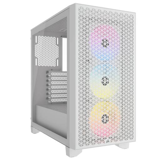 GABINETE GAMER CORSAIR AIRFLOW 3000D RGB AR120 X3 RGB 360MM ATX BLANCO 0