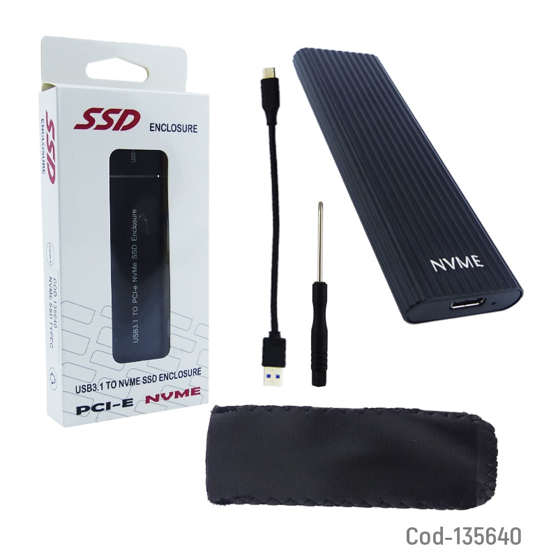 COFRE DE UNIDAD DE SSD M.2 NVME USB-A A USB-C NEGRO3