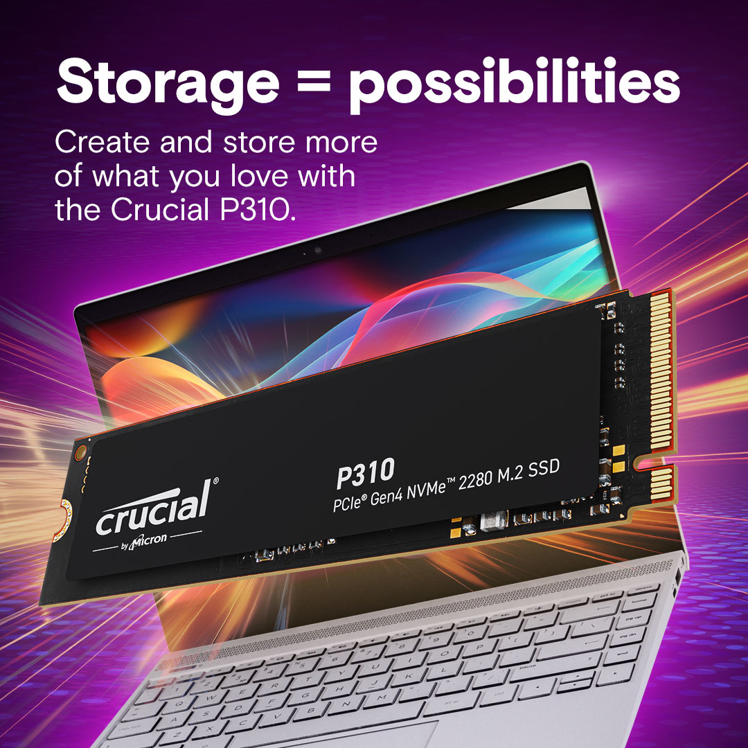 Unidad Ssd Crucial P310 1Tb M.2 2280 Nvme Pcie 4.0 X4 Lec 7100 Mb/S Esc 6000Mb/S3