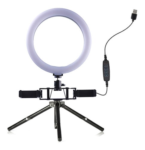 Aro De Luz Con Doble Soporte Para Celular Y Tripode3