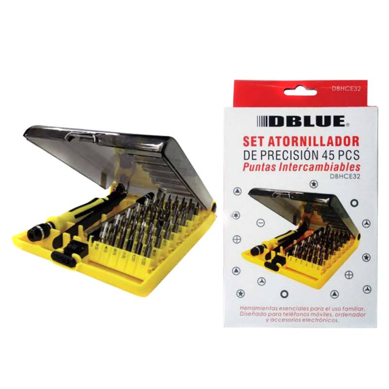 SET DE ATORNILLADORES DE PRECISION 45 PIEZAS DBLUE DBHCE322