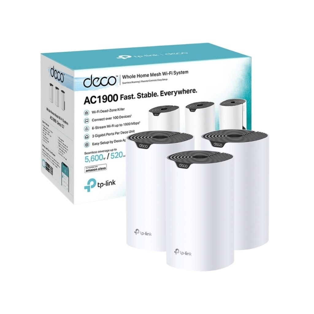 SISTEMA WIFI MESH INTELIGENTE TP-LINK DECO S7 (3-PACKS) DOBLE BANDA AC1900 0