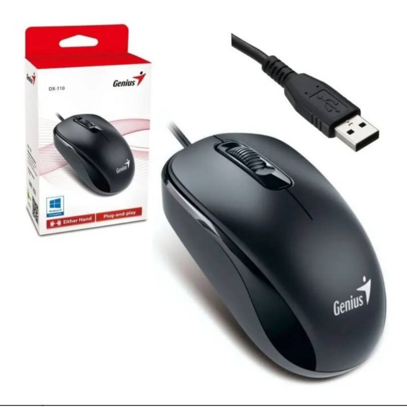 MOUSE ALÁMBRICO USB GENIUS DX-110 3 BOTONES PLUG AND PLAY AMBIDIESTRO 29GEND110N2