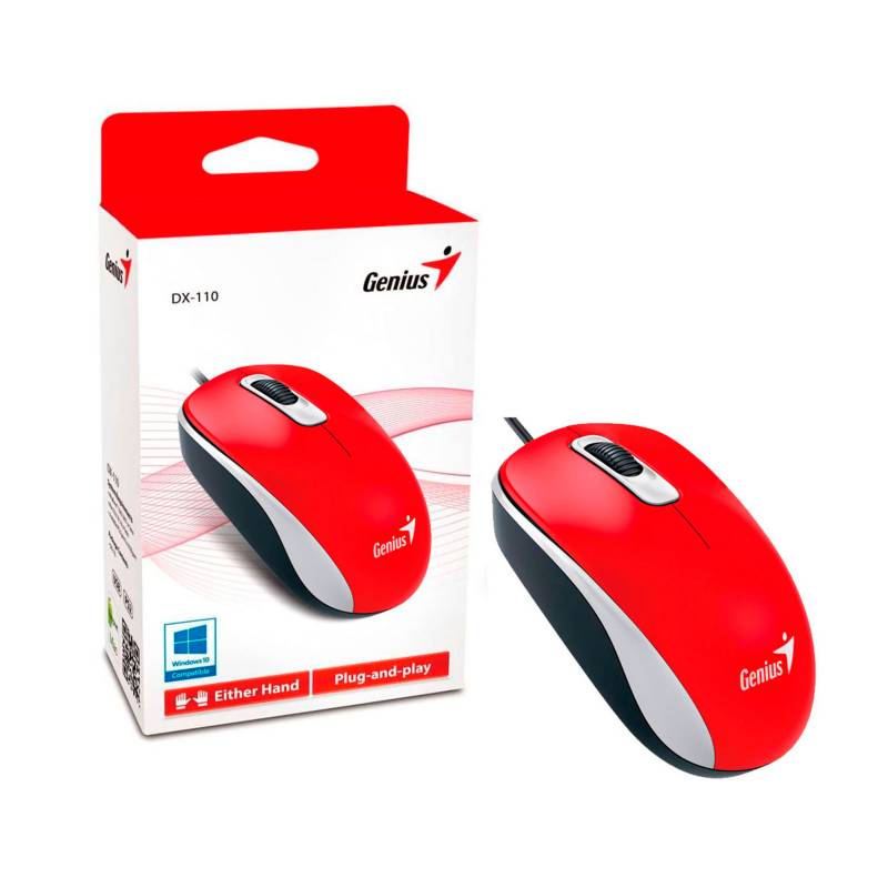 MOUSE ALÁMBRICO USB GENIUS DX-110 3 BOTONES PLUG AND PLAY AMBIDIESTRO 29GEND110R2