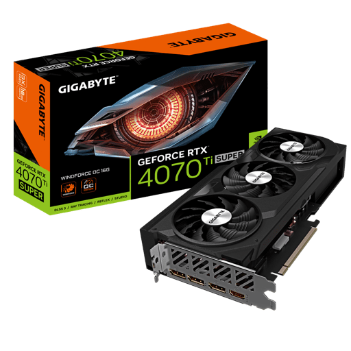 TARJETA DE VIDEO GIGABYTE NVIDIA GEFORCE RTX 4070 TI SUPER WINDFORCE OC 16GB GDRR6X 256-BIT 0
