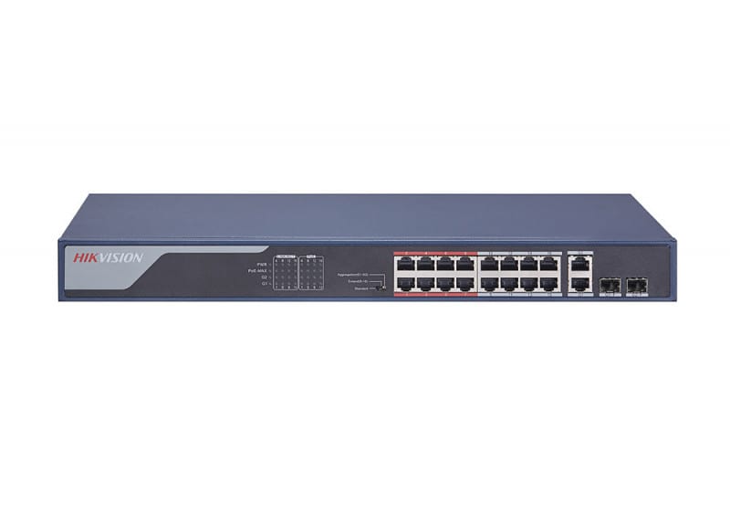 SWITCH HIKVISION 16 PUERTOS POE 250MT DS-3E0318P-E CONMUTADOR 230W SFP NO ADM 0