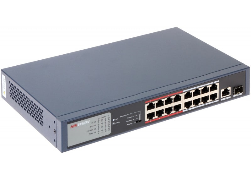 SWITCH HIKVISION 16 PUERTOS POE 250MT DS-3E0318P-E CONMUTADOR 230W SFP NO ADM2