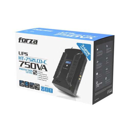 UPS INTERACTIVA FORZA INTERACTIVA 750VA/375W/220V 12 TOMAS NACIONAL 2*USB4
