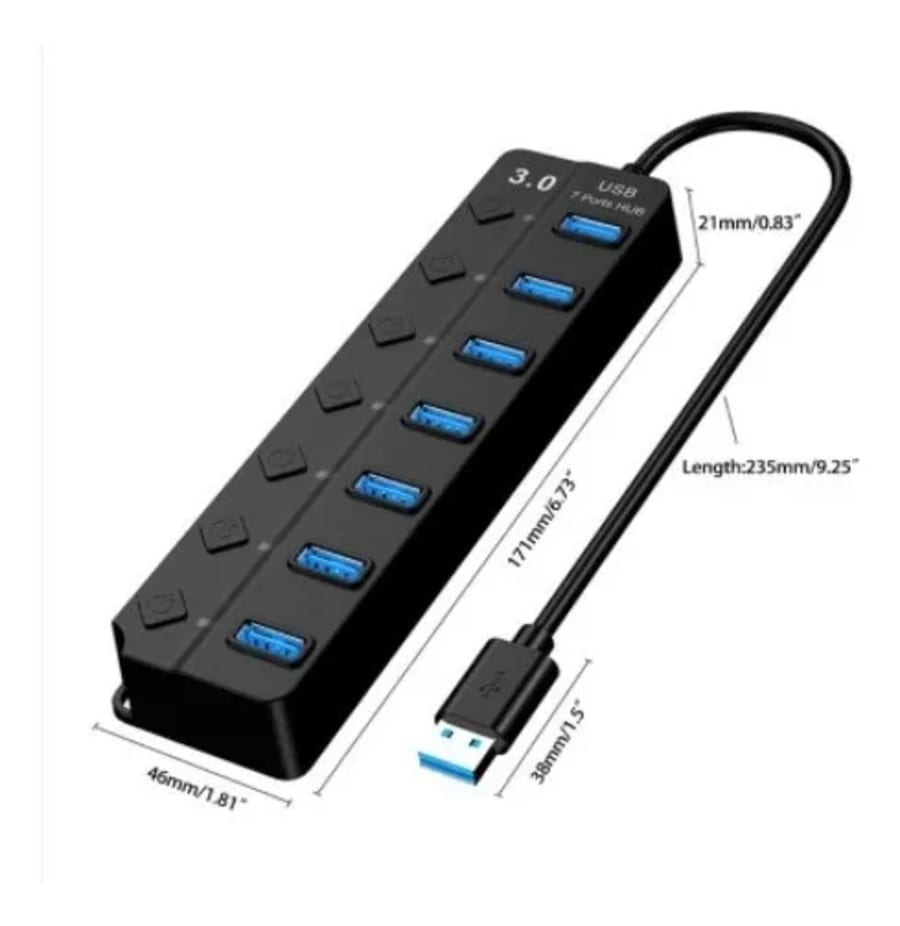 Hub Usb 3.0 7 Puertos 5gpbs Indicador Led Y Switch Irm4