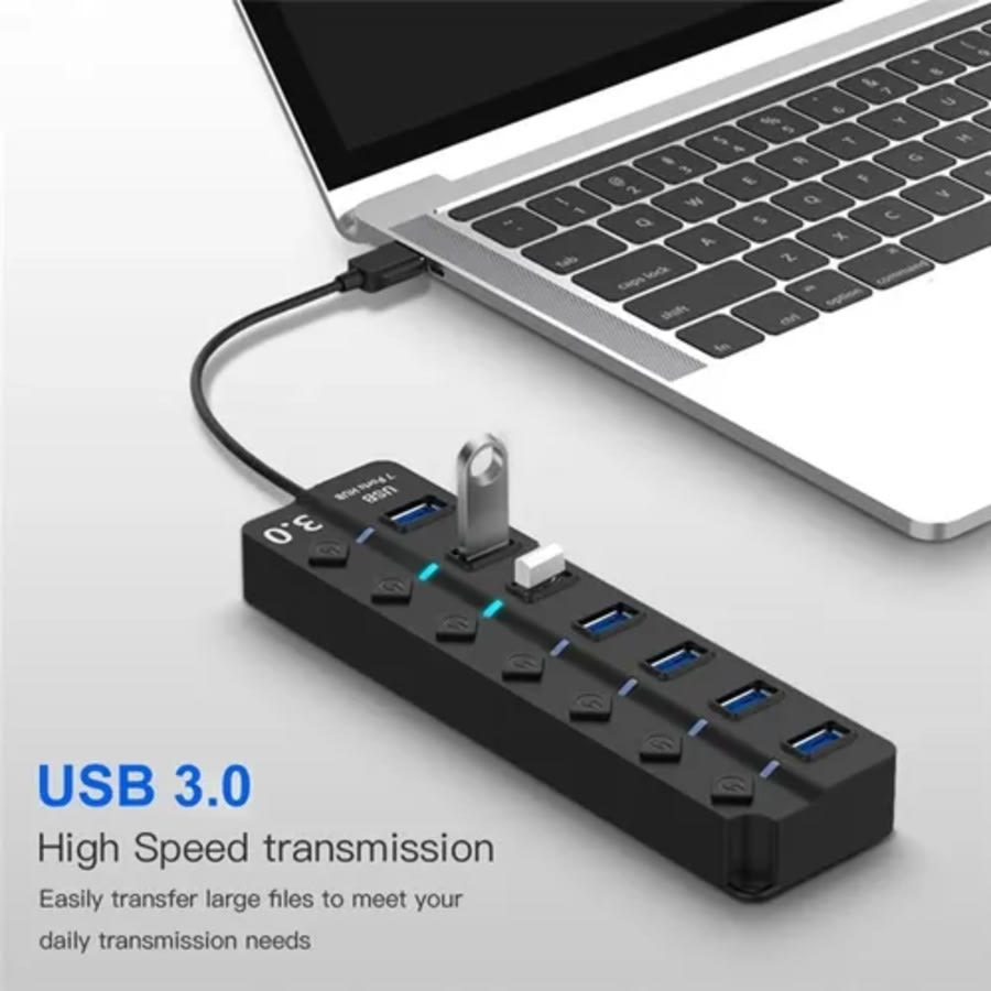 Hub Usb 3.0 7 Puertos 5gpbs Indicador Led Y Switch Irm2