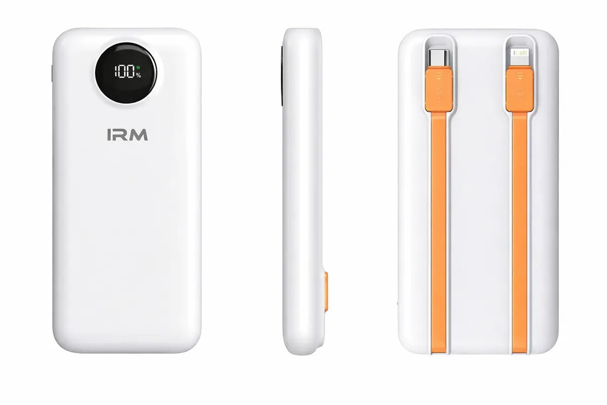 Powerbank Irm 10000Mah Blanco Cargador Portátil Usb Doble Salida 22.5w Carga Rápida5