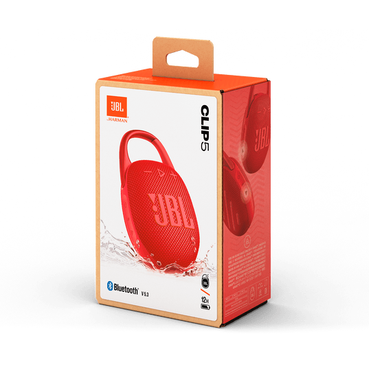 PARLANTE PORTÁTIL JBL CLIP 5 BT 5.3 7W RMS IP67 15HR USB-C ROJO2