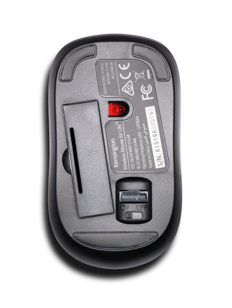 MOUSE INALÁMRBICO KENSINGTON FOR LIFE AMBIDIESTRO 3 BOTONES 1000DPI 2.4 GHZ K723923