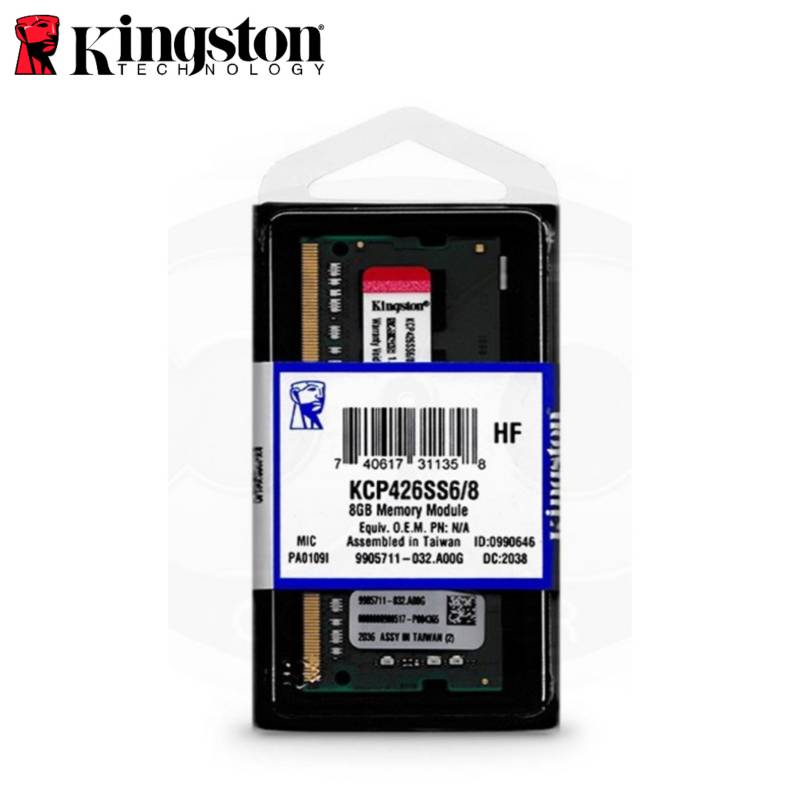 MEMORIA RAM KINGSTON 8GB DDR4 SO-DIMM 2666MHZ NON-ECC 1.2V 0