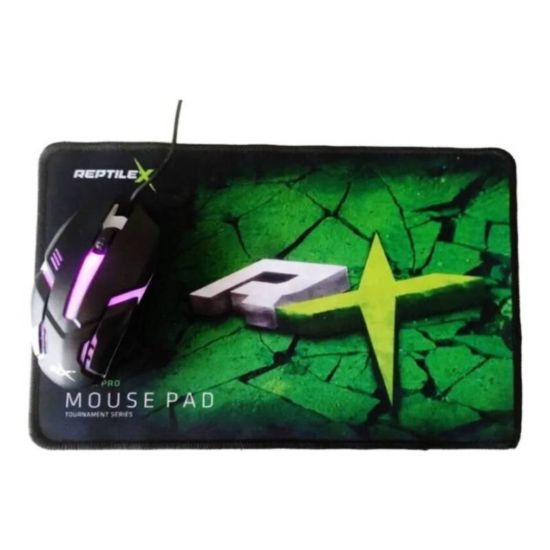 KIT GAMER MOUSE + MOUSE PAD REPTILEX 1000 DPI RX00162