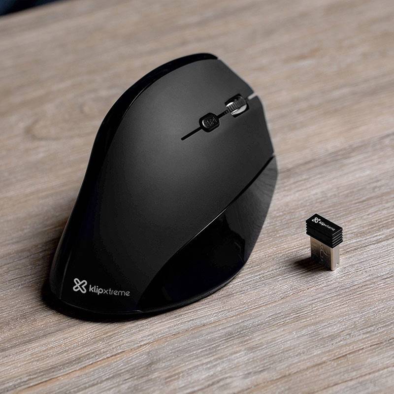 MOUSE INALÁMBRICO ERGONÓMICO VERTICAL KLIP XTREME EVER REST DIESTRO 2.4GHZ 6 BOTONES6