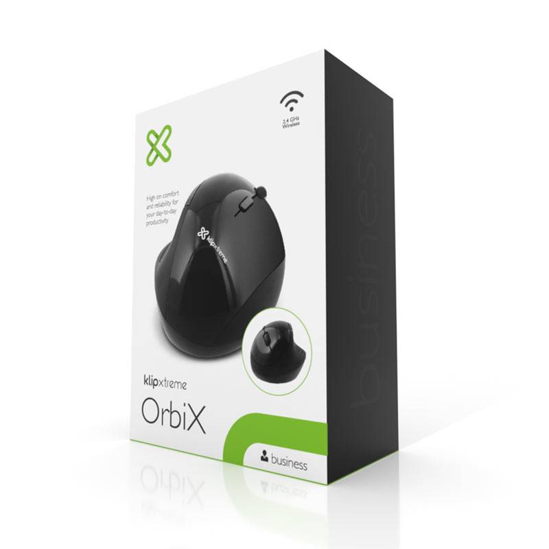 MOUSE INALÁMBRICO ERGONÓMICO SEMI VERTICAL KLIP XTREME ORBIX 2.4GHZ 6 BOTONES6