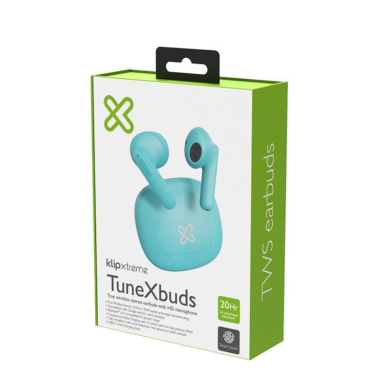 AUDIFONOS KLIP XTREME TRUE WIRELESS 20 HRS IPX4 GOOGLE Y SIRI VERDE2