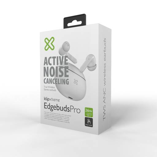 AUDIFONOS INALÁMBRICOS BLUETOOTH EDGE BUDS PRO BAT 26HRS IPX3 BT 5.3 ANC ACTIVA BLANCO2