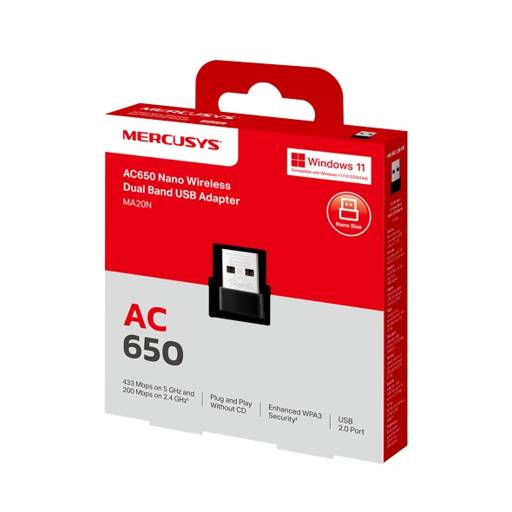 Adaptador USB Nano Wi-Fi Mercusys MA20N Doble Banda 433 Mbps2