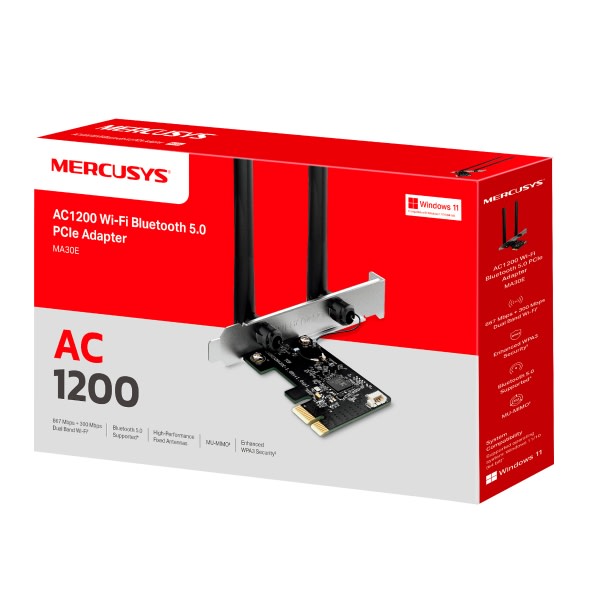 Adaptador Red Pcie Mercusys Ac1200 1200mbps Wifi Bluetooth 5.0 Ma30E Banda Dual2