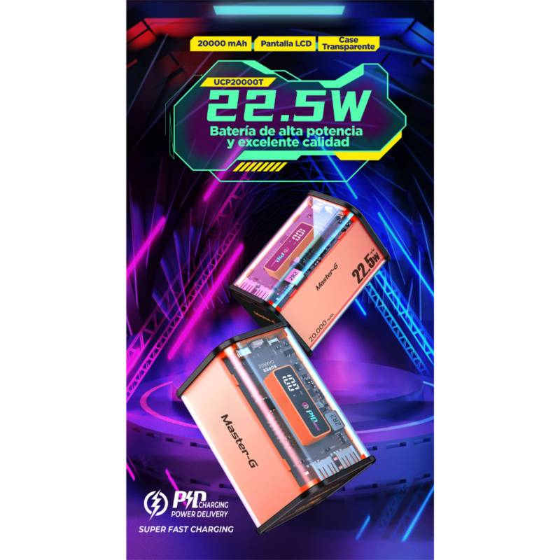 POWER BANK CARGADOR PORTÁTIL MASTER G UCP20000T 20000mah 22.5w4