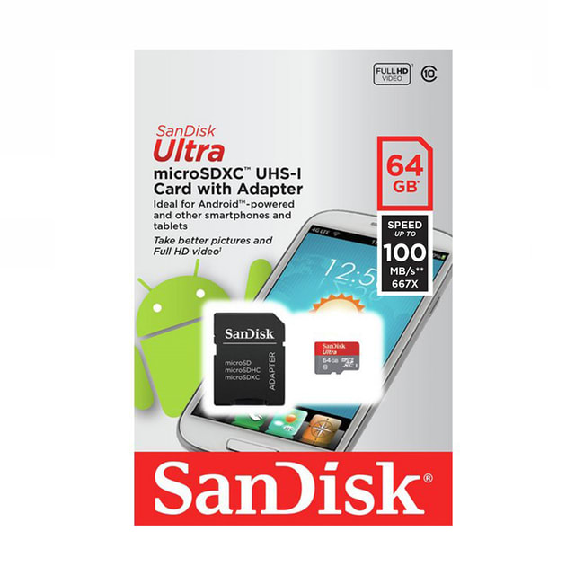 TARJETA MICRO SDXC SANDISK 64GB CLASE 10 0