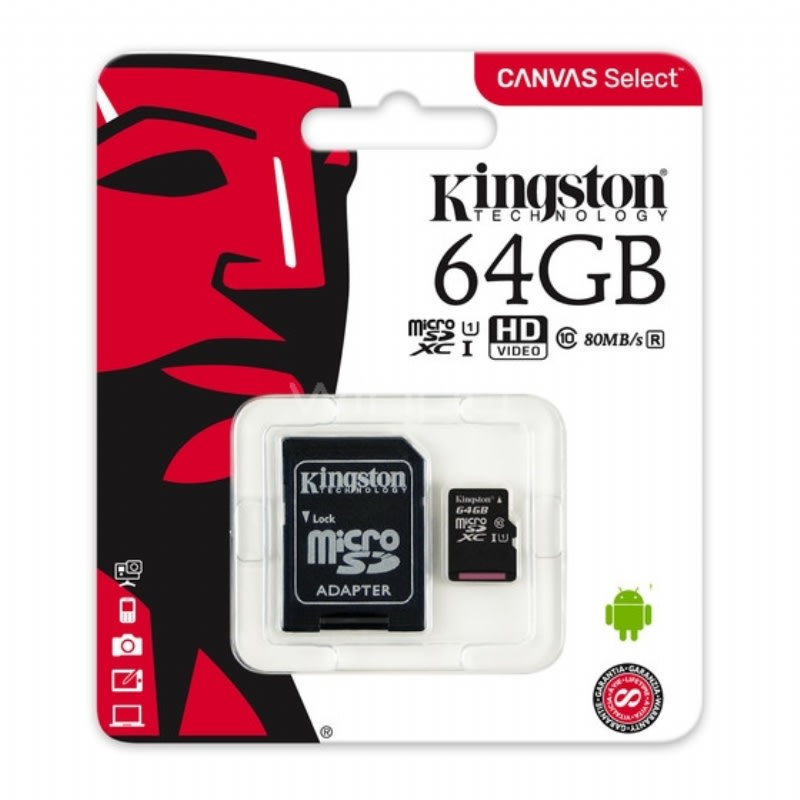 TARJETA MICRO SDXC KINGSTON 64GB CLASE 10 0