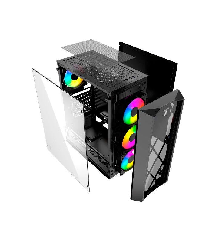 GABINETE MORPHEUS JX188-17 3 VENTILADORES DELANTEROS 1 VENTILADOR TRASERO ARGB5