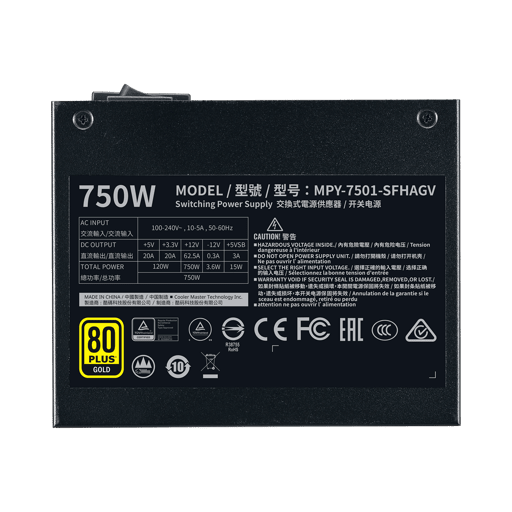 FUENTE DE PODER COOLER MASTER 750W V750 SFX GOLD MODULAR 80+ PLUS GOLD5