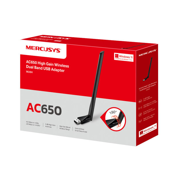 Adaptador USB Inalámbrico Mercusys MU6H 433mbps Alta Ganancia Banda Dual2