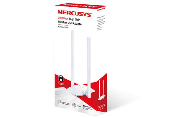 Adaptador de red Wifi USB Mercusys MW300UH 300mbps Doble Antena2