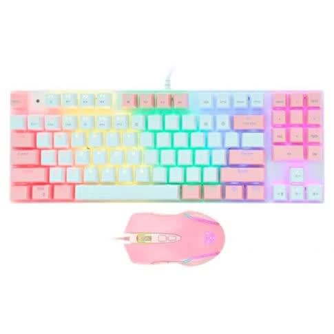 Teclado Gamer Mecánico Rosado G26 + Mouse Onikuma Cw905 0