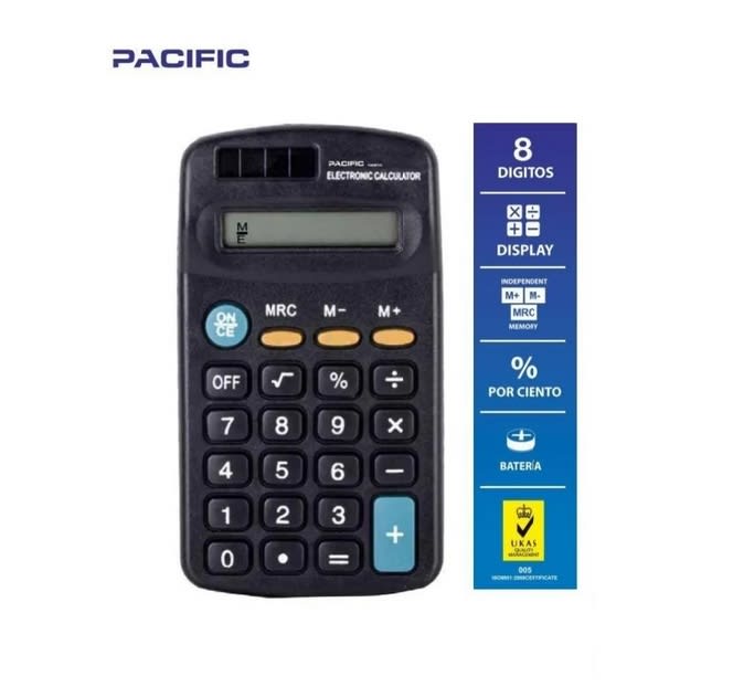 CALCULADORA ELECTRÓNICA PACIFIC 8 DIGITOS PAC01121 0