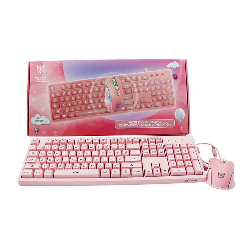 Kit Teclado Gamer G25 + Mouse Onikuma Cw905 Rosado3