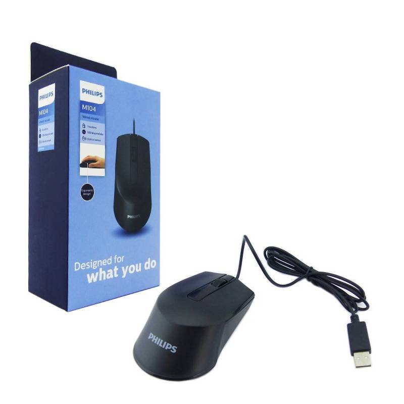Mouse Philips Alámbrico M104 Spk7104 Negro2