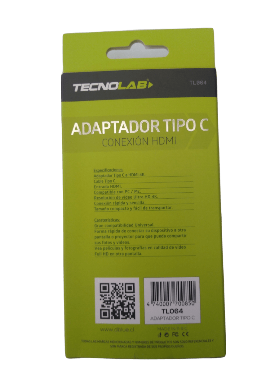 ADAPTADOR TIPO-C A HDMI TECNOLAB TL064 ULTRA HD 4K 2160P2