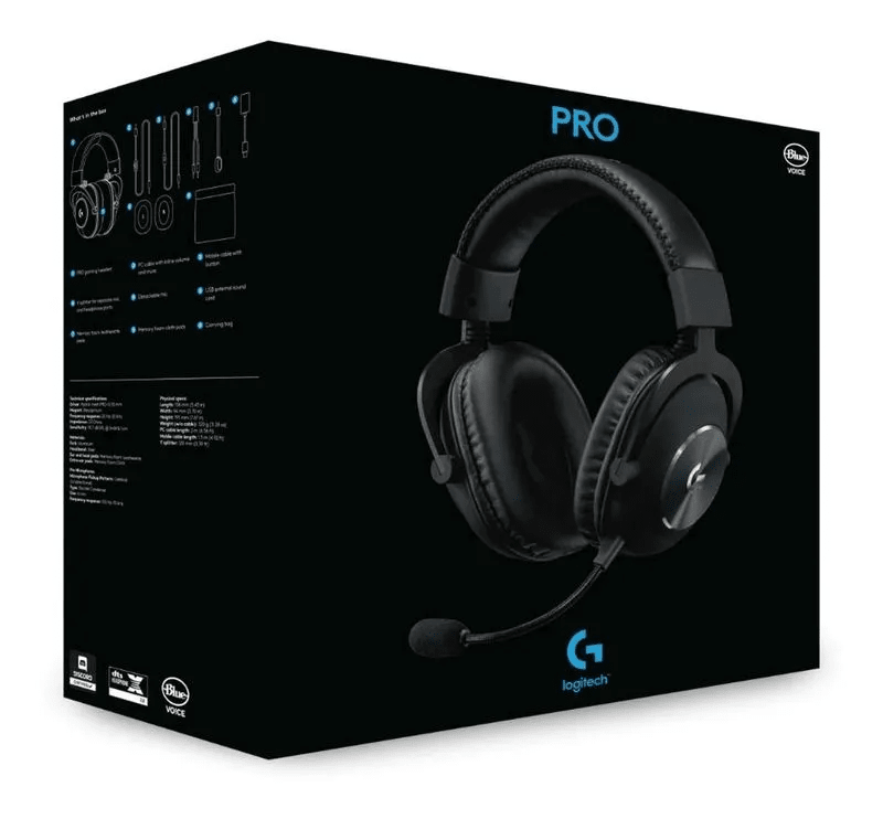 AUDÍFONOS LOGITECH G PRO X  GAMING CABLEADO 3.5 MICROFONO BLUE VO!CE 981-0008176