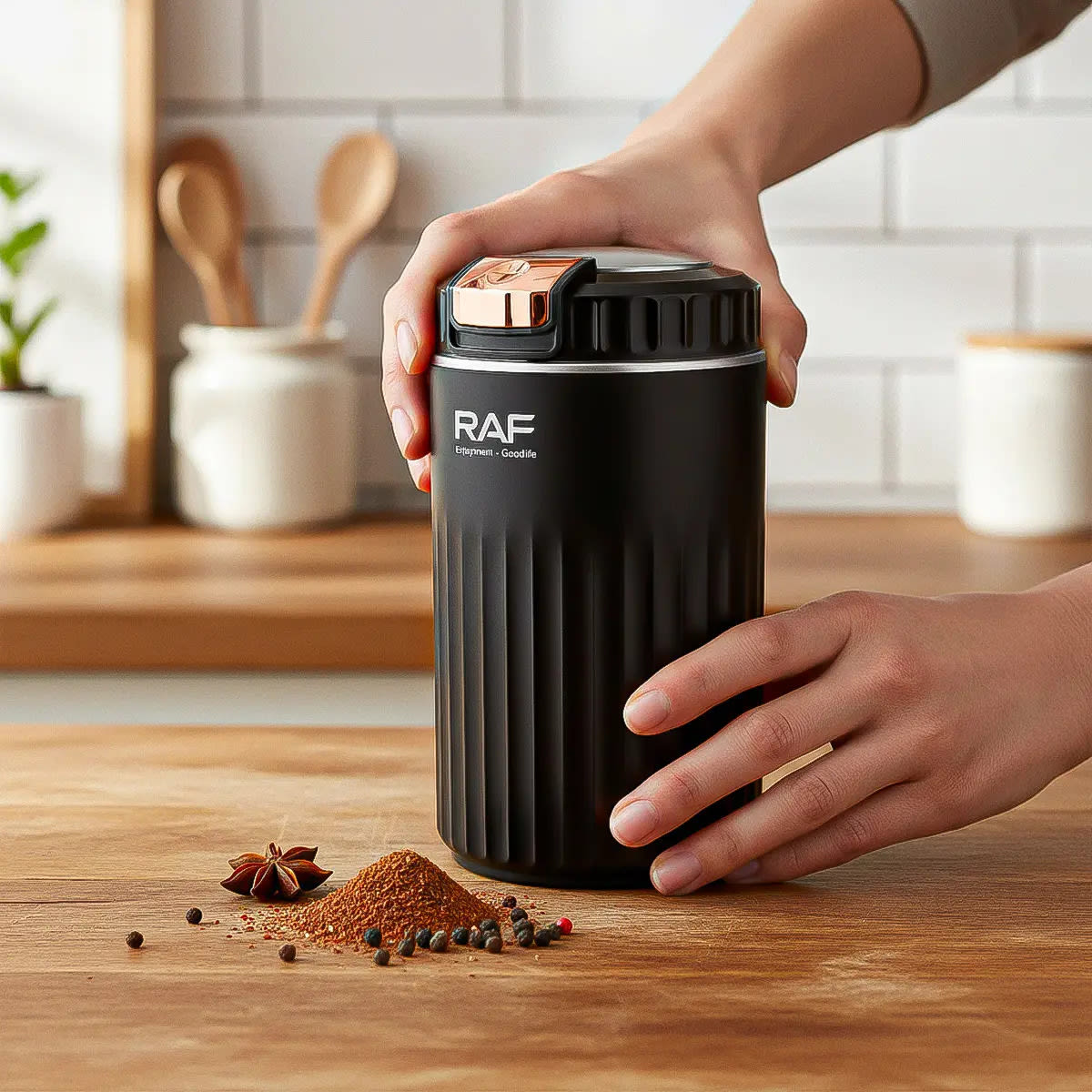 Molinillo De Café Eléctrico Raf R.7147 De 400w, Acero Inoxidable2