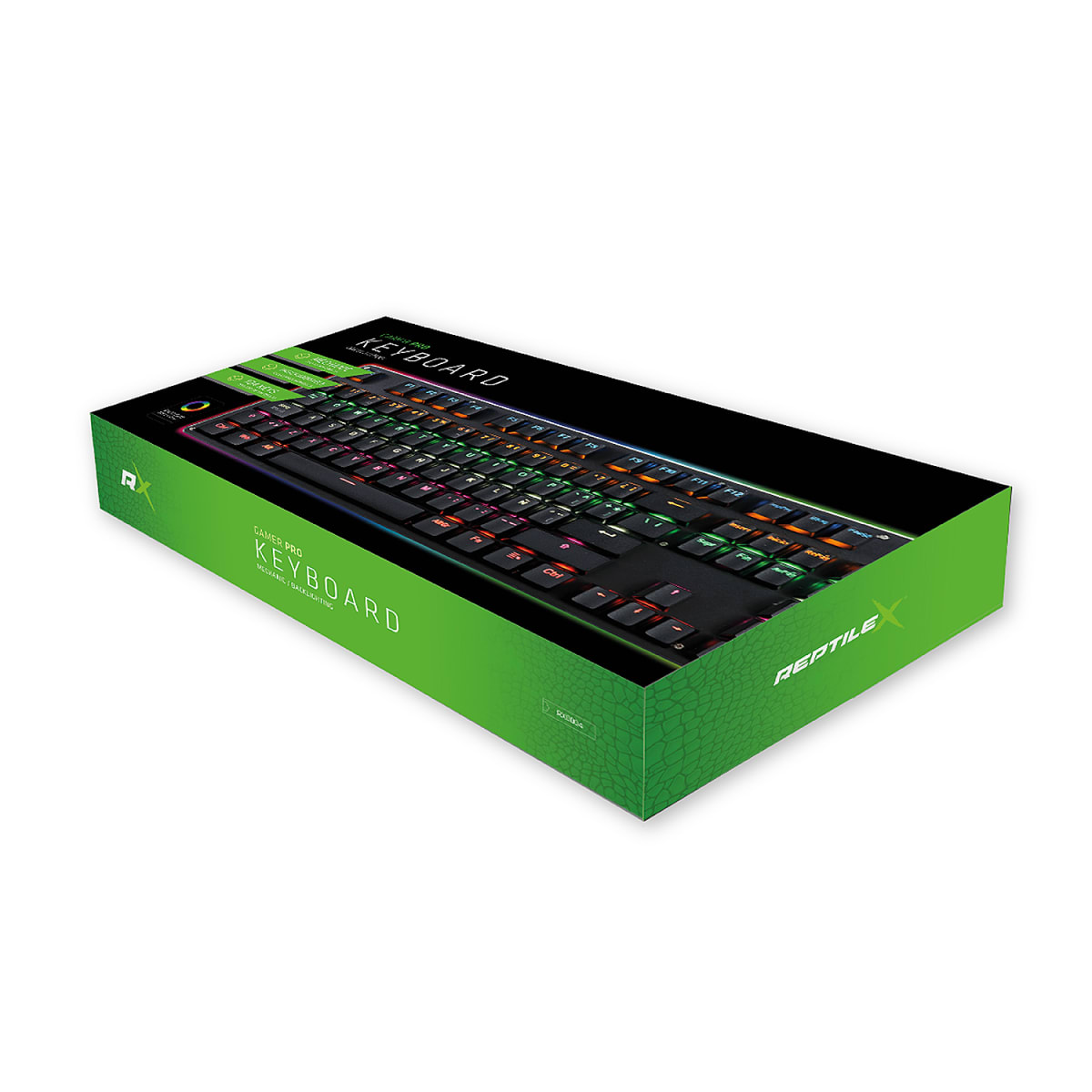 TECLADO GAMER PRO REPTILEX MECÁNICO RETROILUMINADO 104 TECLAS USB 2.0 RX00042