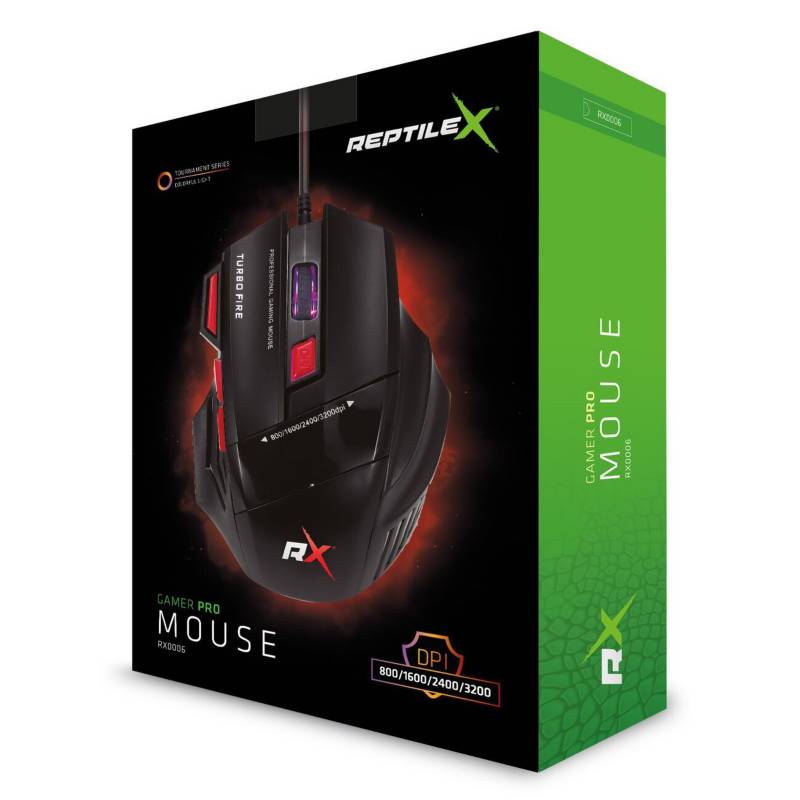 MOUSE GAMER REPTILEX 3200 DPI 7 BOTONES RX00062