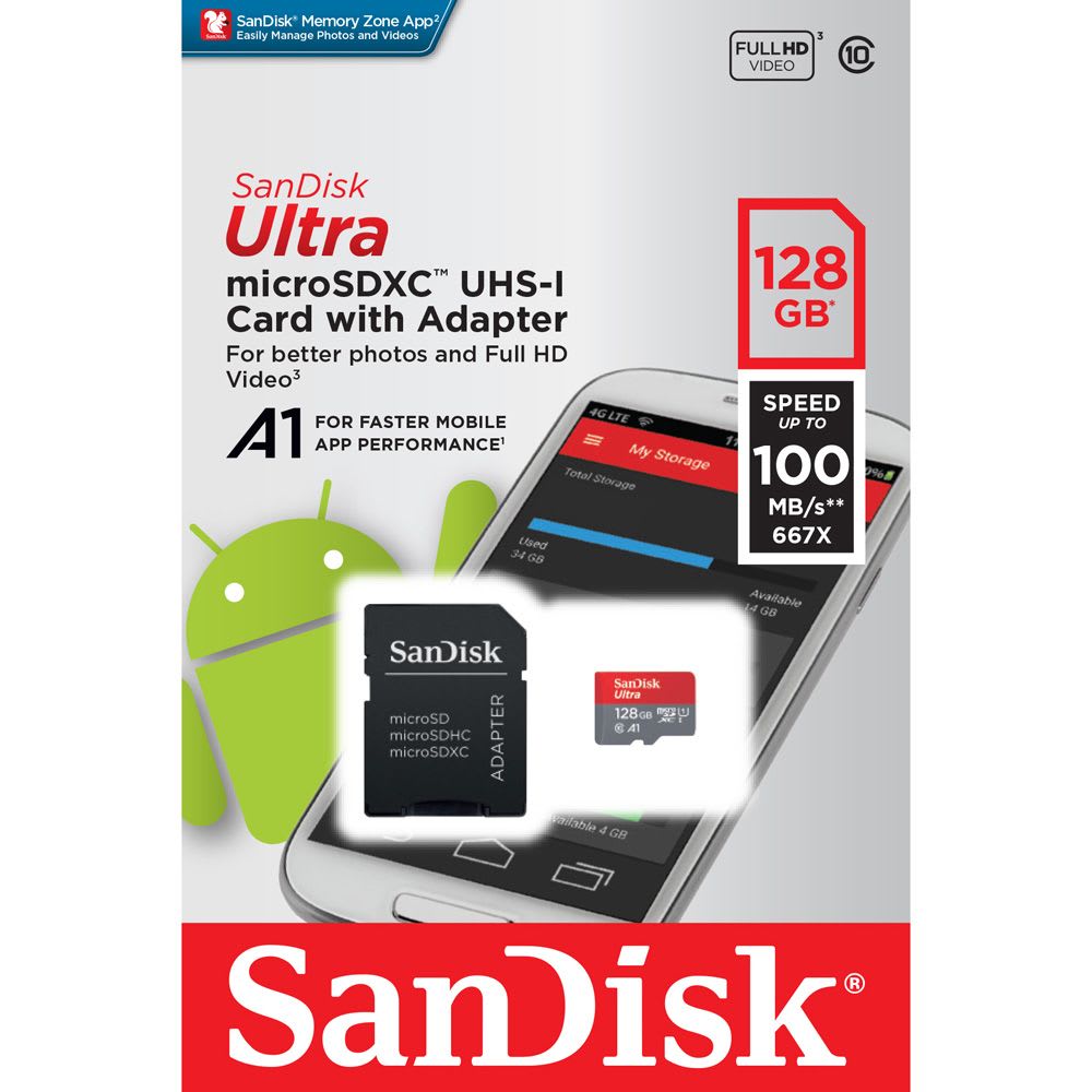TARJETA MICRO SD SANDISK 128GB UHS-1 CLASE 10 0